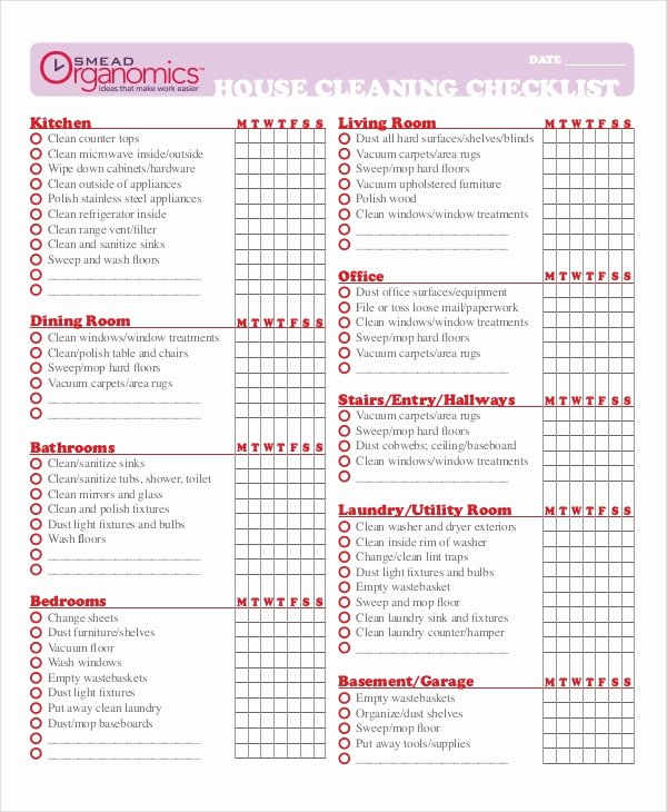 Cleaning Service Checklist Template New Cleaning Checklist 31 Word Pdf Psd Documents Download