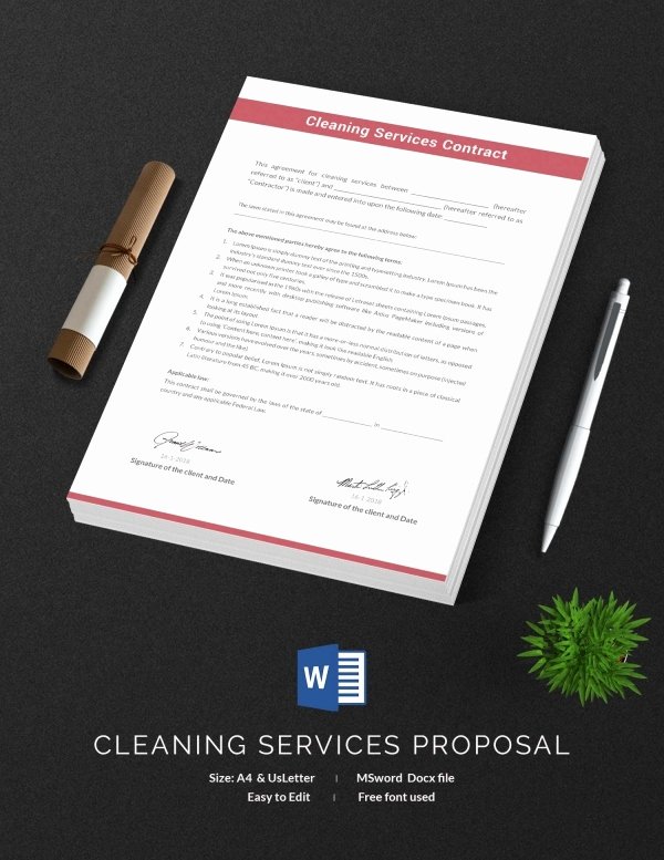 Cleaning Service Contract Template Unique Cleaning Contract Template 27 Word Pdf Documents