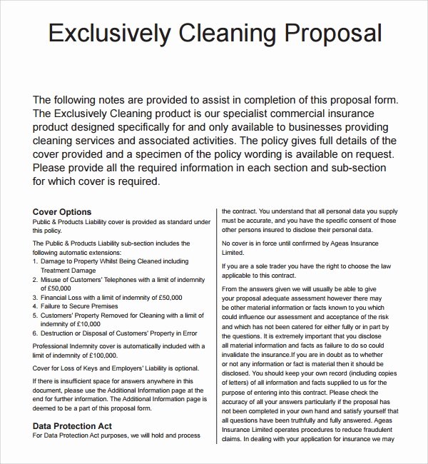 Cleaning Service Proposal Template Fresh 16 Cleaning Proposal Templates Pdf Word