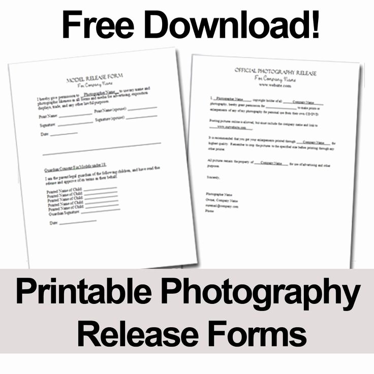 Client Print Release form Template Lovely Print these Free Photography Release forms to Give Your