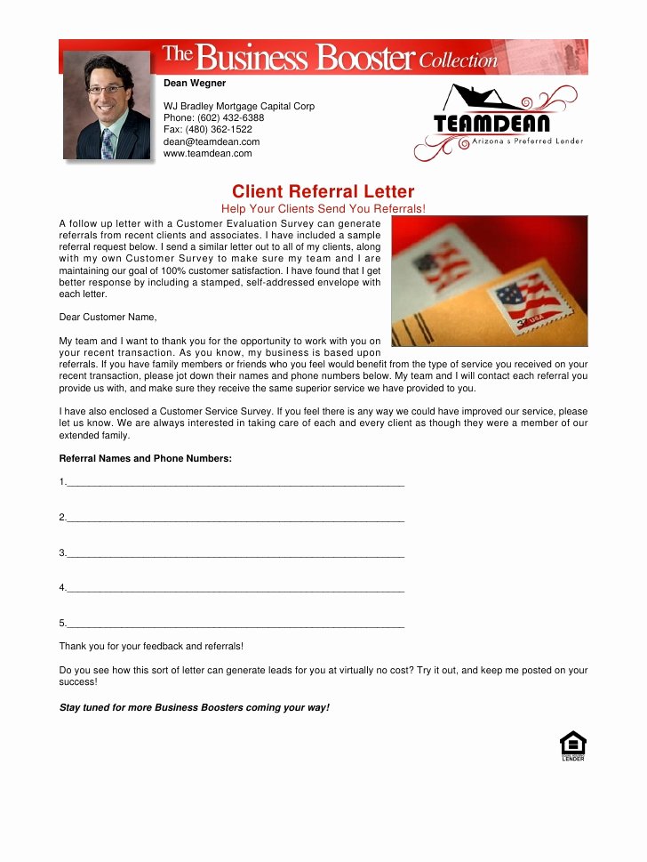 Client Referral form Template Lovely Client Referral Letter