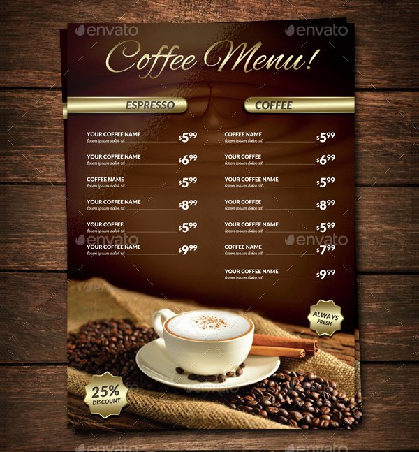 Coffee Shop Menu Template Beautiful 22 Coffee Menu Templates Free Psd Eps Illustrator Png