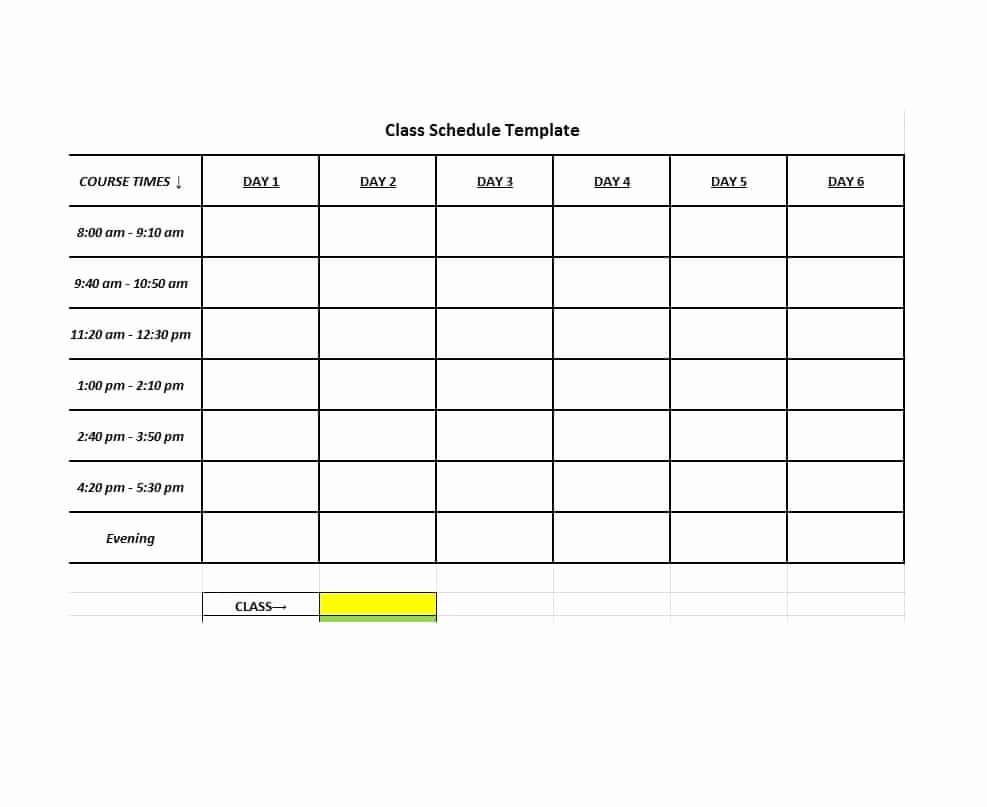College Class Schedule Template Awesome 36 College Class Schedule Templates [weekly Daily Monthly]