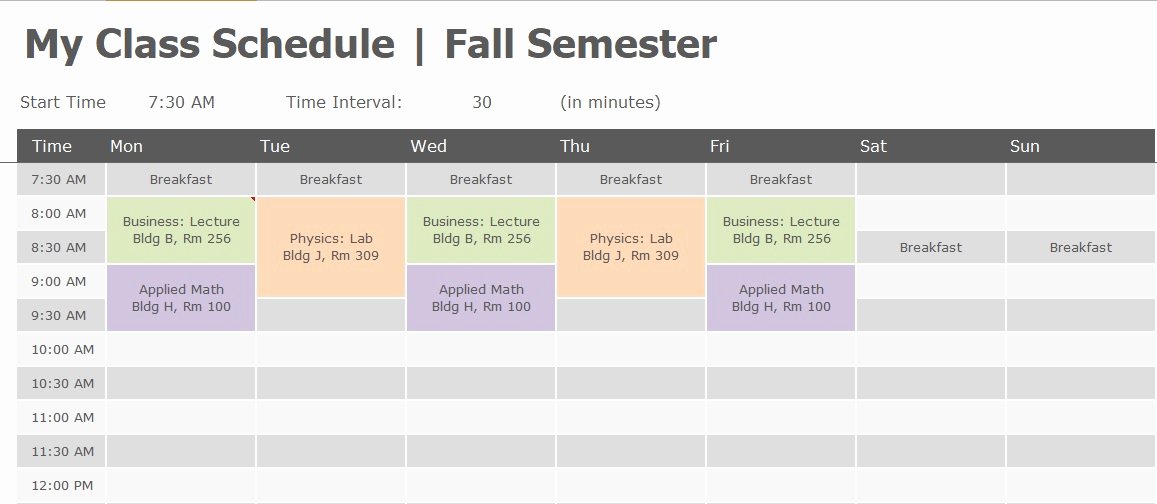 College Class Schedule Template Awesome top 3 College Class Schedule Maker Template Word &amp; Excel