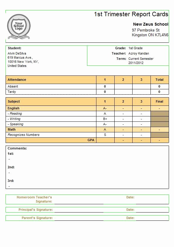 College Report Card Template Inspirational Subject Specific Criteria for Quickschools Report Cards