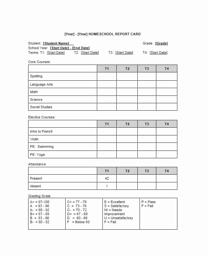 College Report Card Template Luxury 30 Real &amp; Fake Report Card Templates [homeschool High