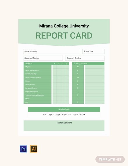 College Report Card Template New Free Blank Report Card Template Download 365 Reports In
