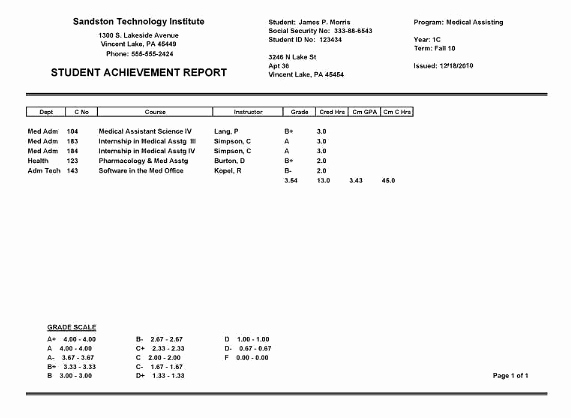 College Report Card Template New Report Card Maker