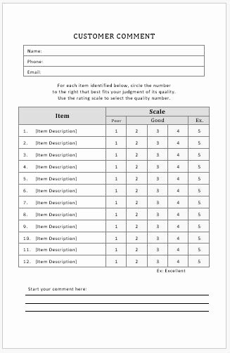 Comment Card Template Word Beautiful Customer Ment Cards Templates Ms Word