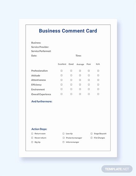 Comment Card Template Word Lovely 19 Ment Card Templates Psd Ai Eps
