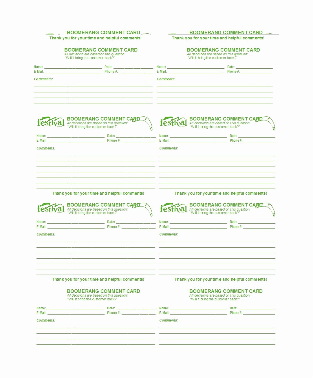 Comment Card Template Word Unique 50 Printable Ment Card &amp; Feedback form Templates