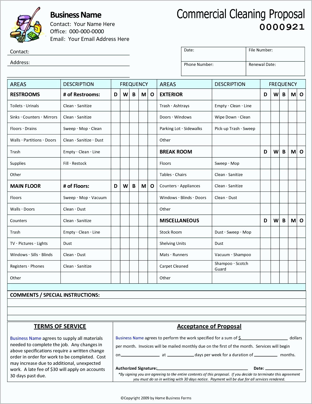 Commercial Cleaning Proposal Template Free Lovely Cleaning Bid Sheet – Emmamcintyrephotography