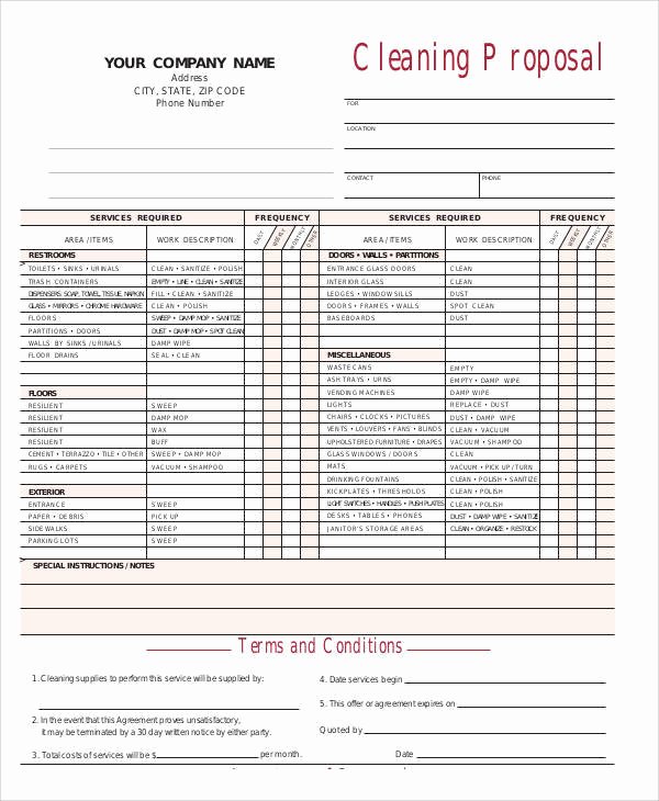 Commercial Cleaning Proposal Template Free Unique Proposal form Templates