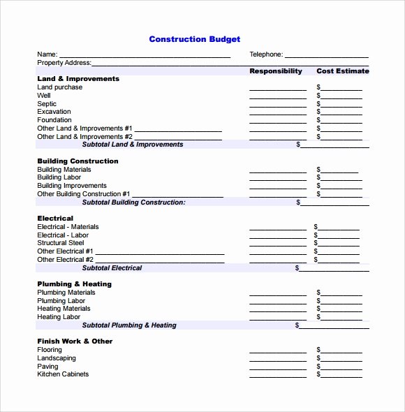 Commercial Construction Budget Template Beautiful Free 12 Construction Bud Samples In Google Docs