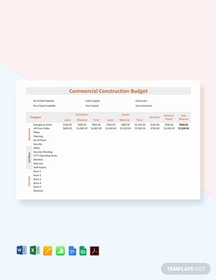 Commercial Construction Budget Template Fresh Free 12 Construction Bud Samples In Google Docs