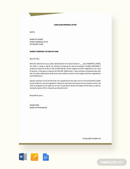 Commercial Lease Proposal Template Awesome Free Land Lease Proposal Letter Template Download 2538