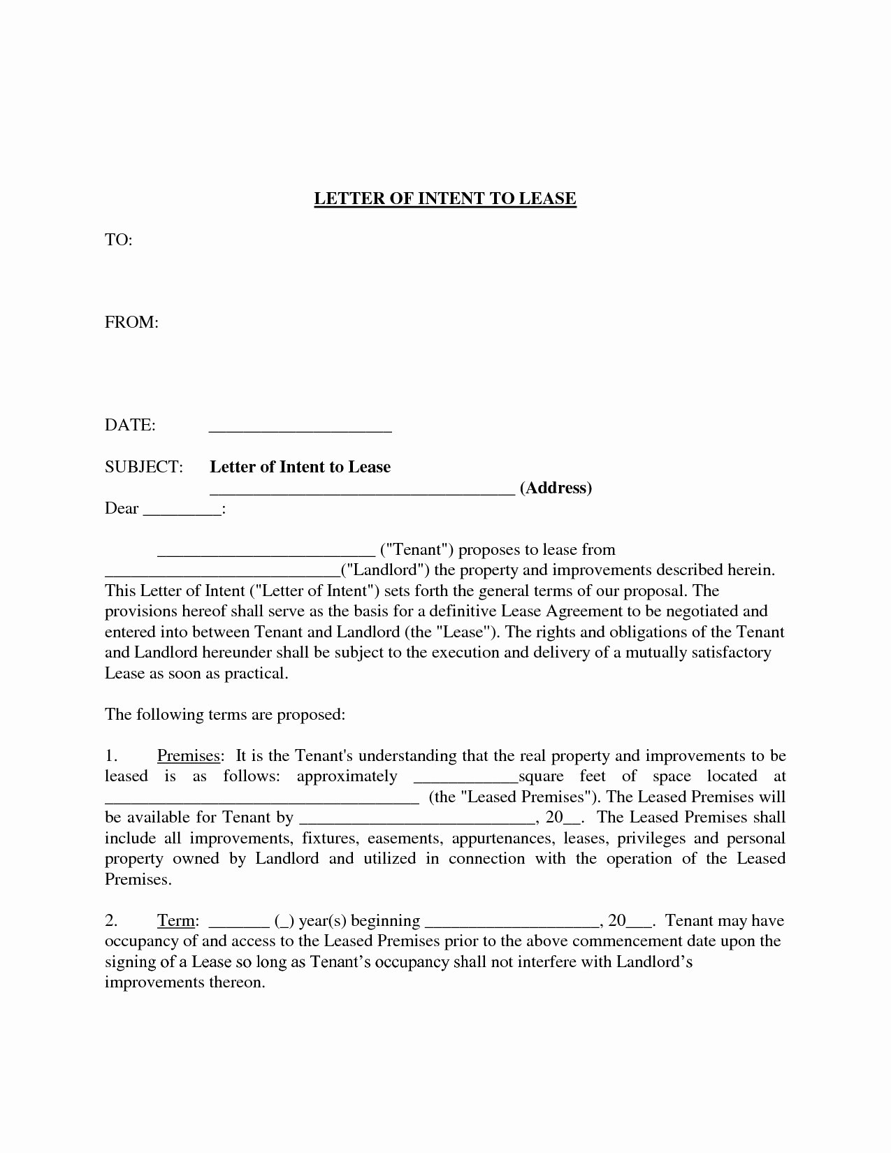 Commercial Lease Proposal Template Awesome Mercial Real Estate Lease Letter Intent Template