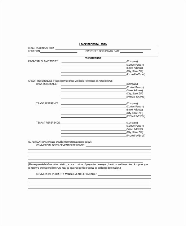 Commercial Lease Proposal Template Best Of Lease Proposal Template 10 Free Word Pdf Documents