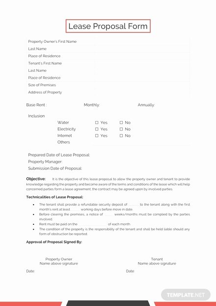 Commercial Lease Proposal Template Unique Rental Lease Agreement Template Download 13 Contracts In