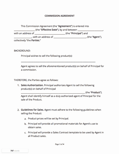 Commission Sales Agreement Template Free Fresh Mission Agreement Docsketch
