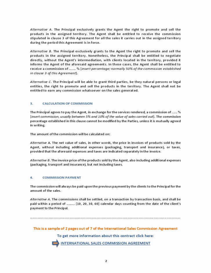 Commission Sales Agreement Template Free Unique International Sales Mission Agreement Free Download