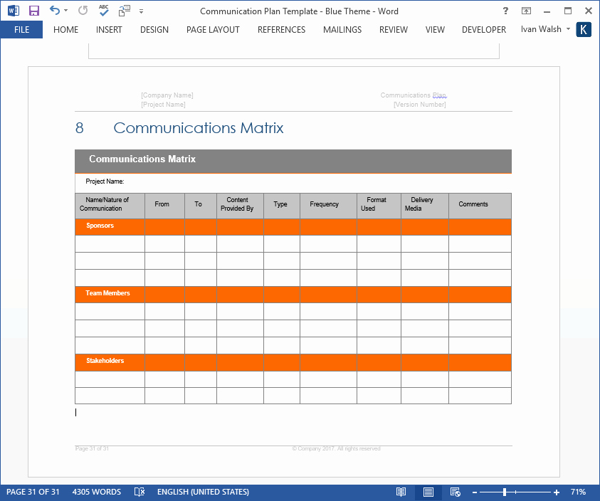 Communications Plan Template Word Luxury Munication Plan Templates – Download Ms Word and Excel
