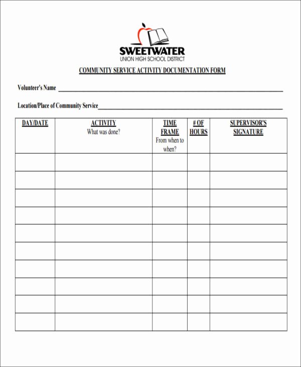 Community Service form Template Awesome 39 Service forms In Pdf