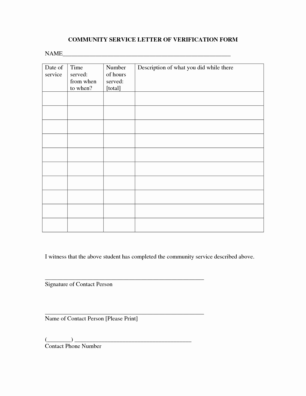 Community Service form Template Awesome Munity Service form Template