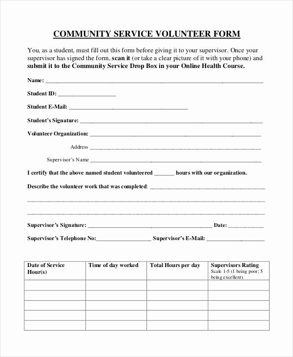 Community Service form Template Lovely Free 35 Service form In Templates