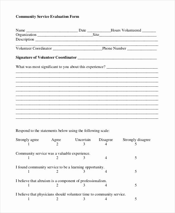 Community Service form Template New Free 35 Service form In Templates