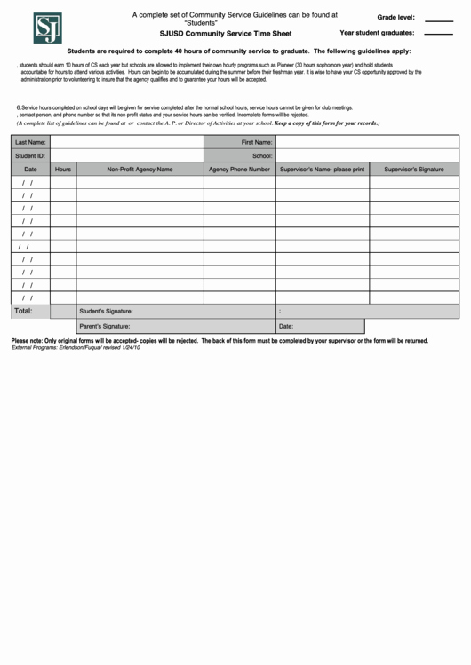 Community Service form Template Pdf Awesome Fillable Munity Service Time Sheet Printable Pdf