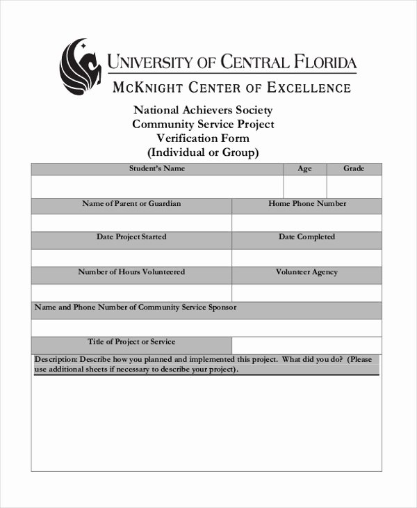 Community Service form Template Pdf New Free 10 Sample Munity Service forms