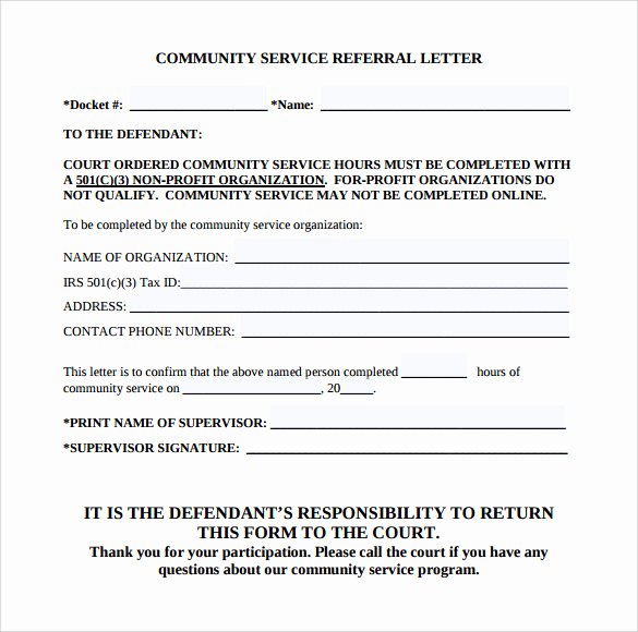Community Service form Template Pdf New Sample Munity Service Letter 25 Download Free