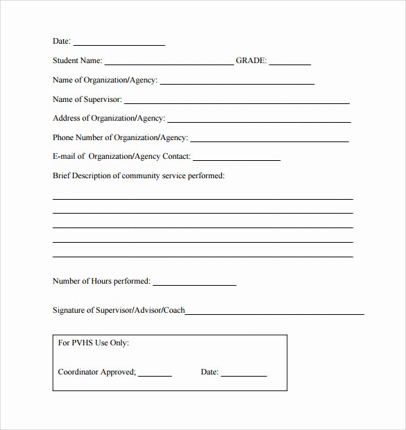 Community Service form Template Pdf New Sample Service Hour form 13 Download Free Documents In