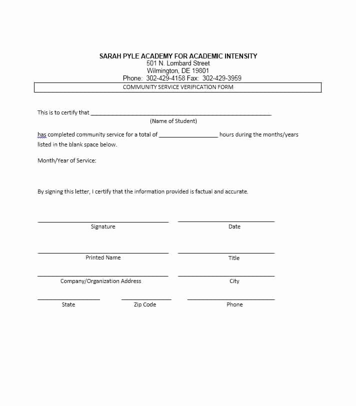 Community Service forms Templates Lovely Munity Service Letter 40 Templates [ Pletion