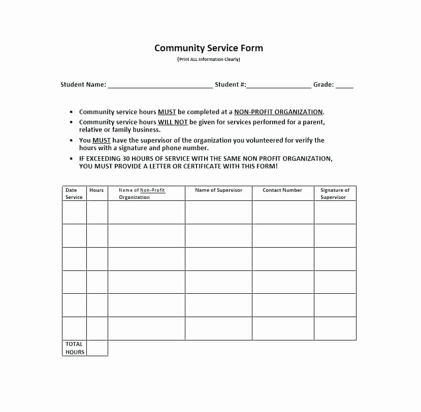 Community Service Hours Template Elegant Service Pletion Letter – Konfor