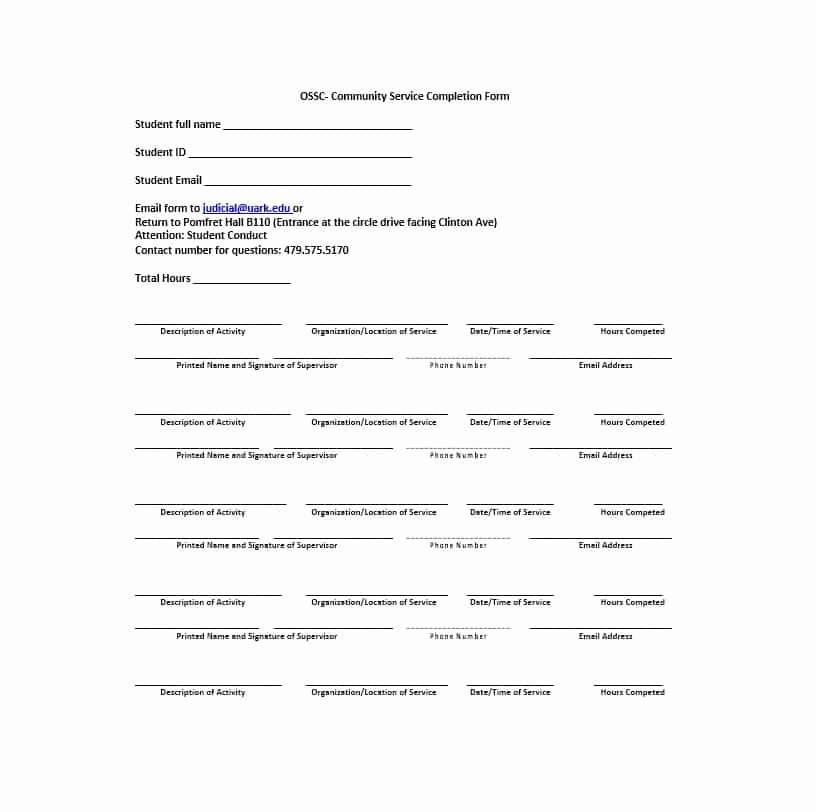Community Service Verification form Template Fresh Munity Service Letter 40 Templates [ Pletion