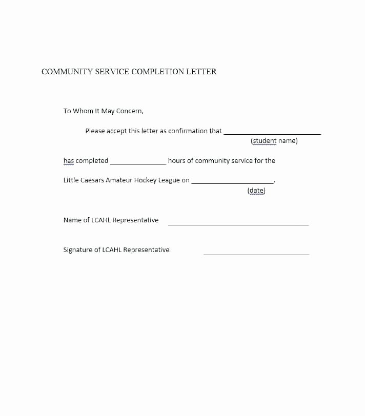 Community Service Verification form Template Lovely Service Pletion Letter – Konfor