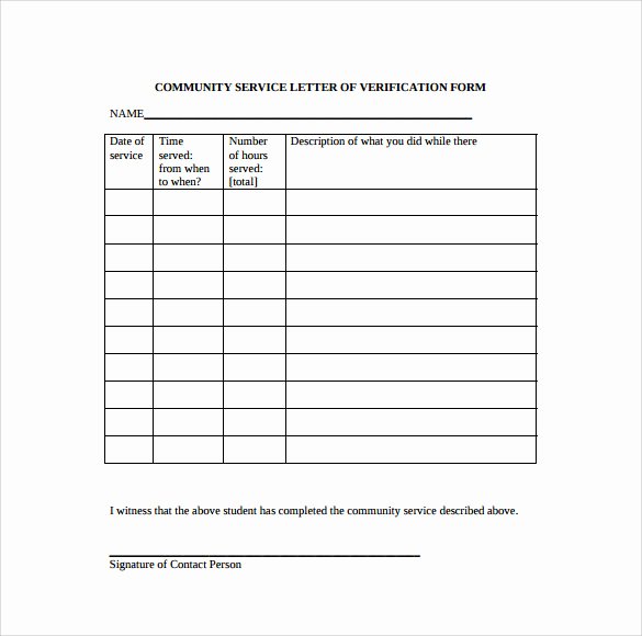 Community Service Verification form Template New Sample Munity Service Letter 25 Download Free