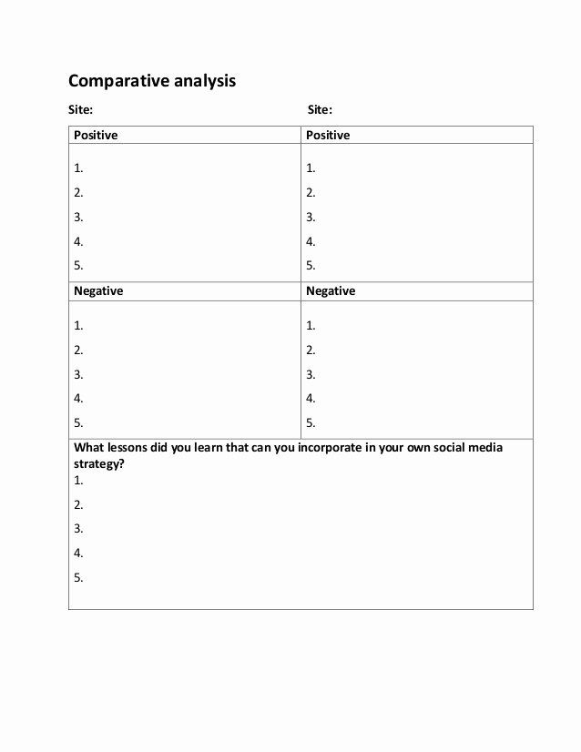 Comparative Market Analysis Template Luxury Parative Analysis Template Free Download Printable