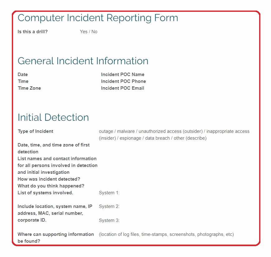 Computer forensic Report Template Unique Best Free Puter Incident Response Templates and Scenarios
