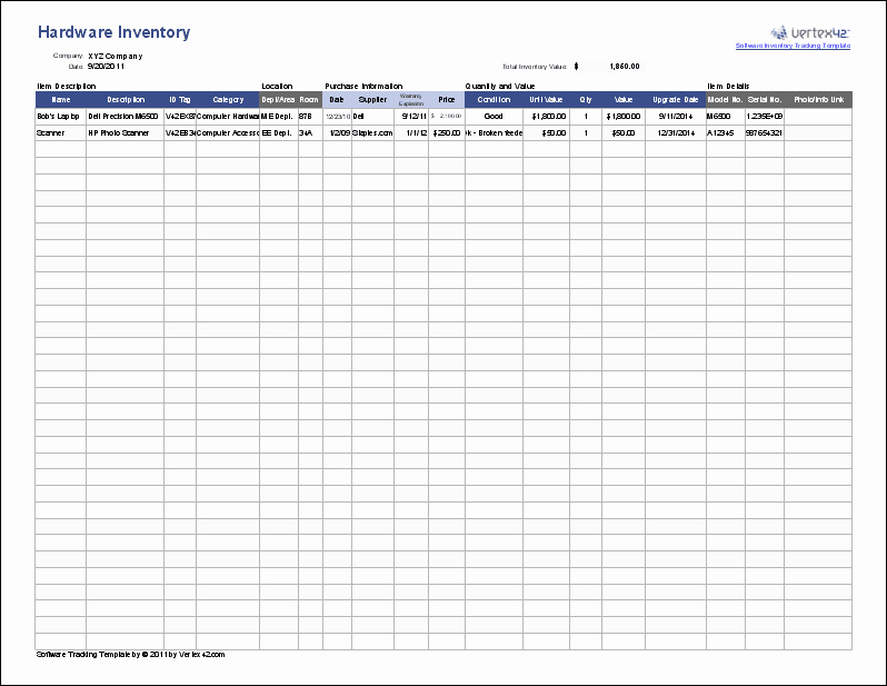 Computer Hardware Inventory Excel Template Inspirational Free software Inventory Tracking Template for Excel