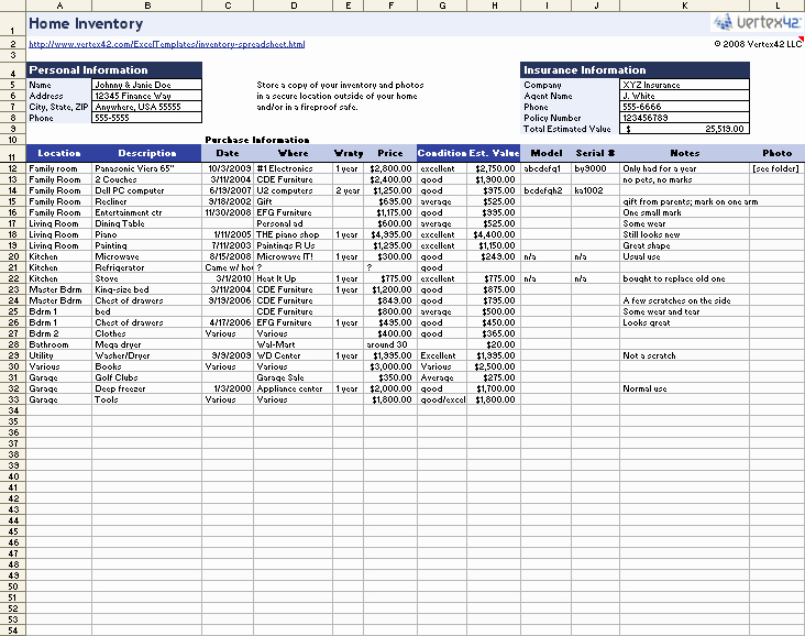 Computer Hardware Inventory Excel Template New Free Home Inventory Spreadsheet Template for Excel