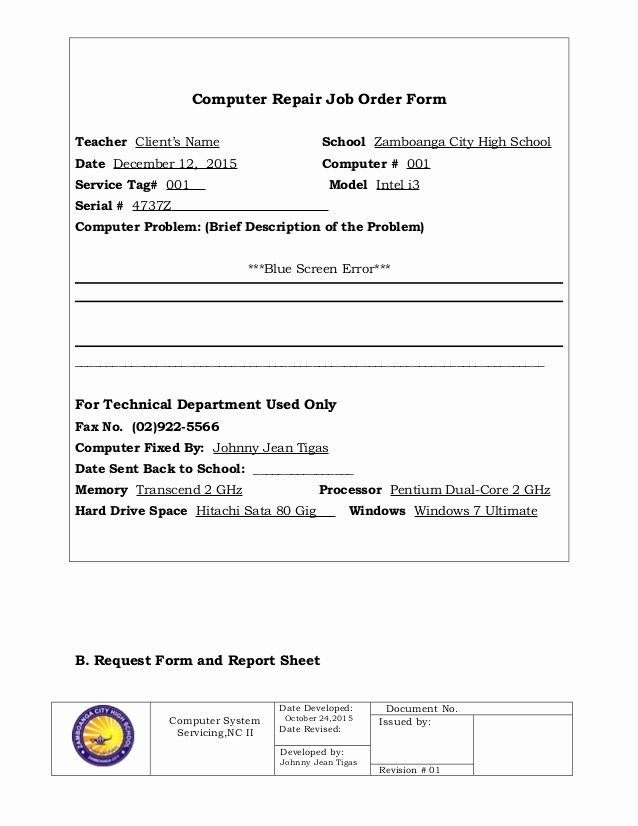 Computer Repair form Template Best Of Plan Training Session