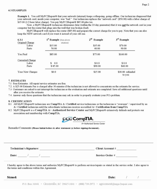 Computer Repair form Template Unique Download Puter Repair Service Agreement for Free