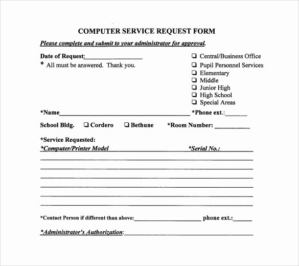 Computer Repair forms Template Inspirational Sample Puter Service Request form 12 Download Free