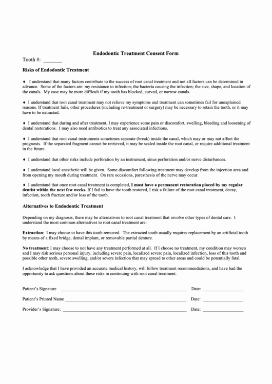Consent to Treat form Template New top 10 Root Canal Consent form Templates Free to