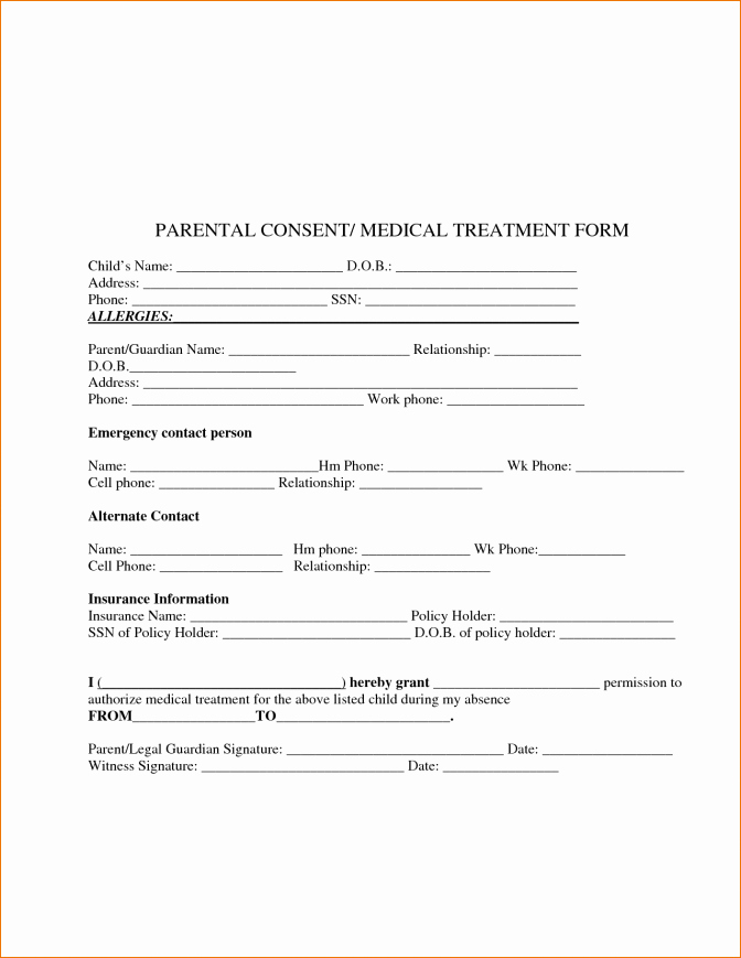 Consent to Treat form Template Unique Printable I90 form Printable Pages