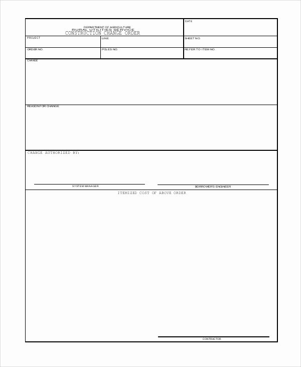 Construction Change order Template Word Awesome Sample Change order form 12 Examples In Word Pdf