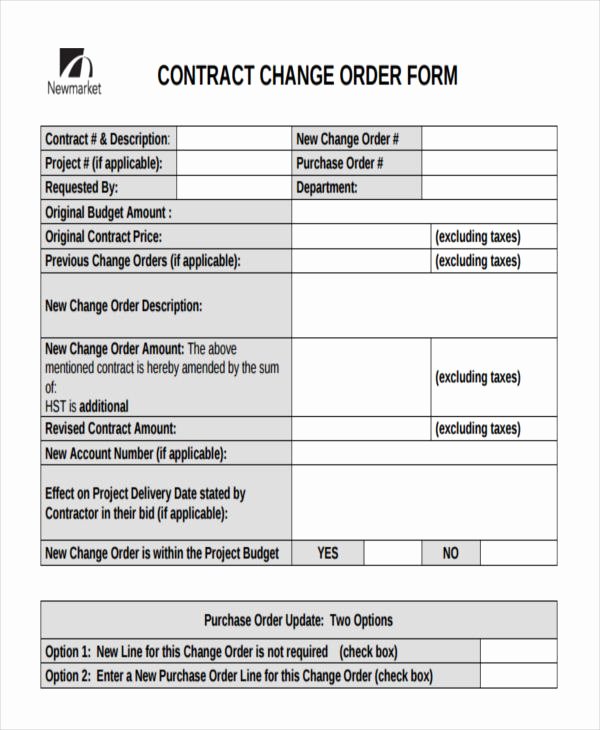 Construction Change order Template Word Beautiful Change order forms 9 Free Word Pdf format Download